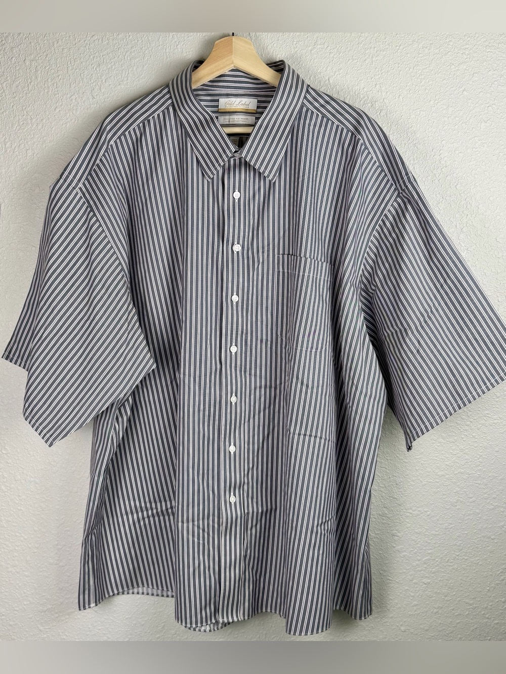 Roundtree & Yorke Gold Label Striped Button Up Shirt 20 34/35 Big